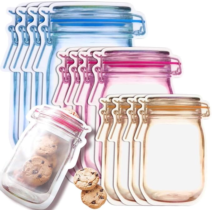 Mason Jar Ziplock Bags Storage (3pcs combo)