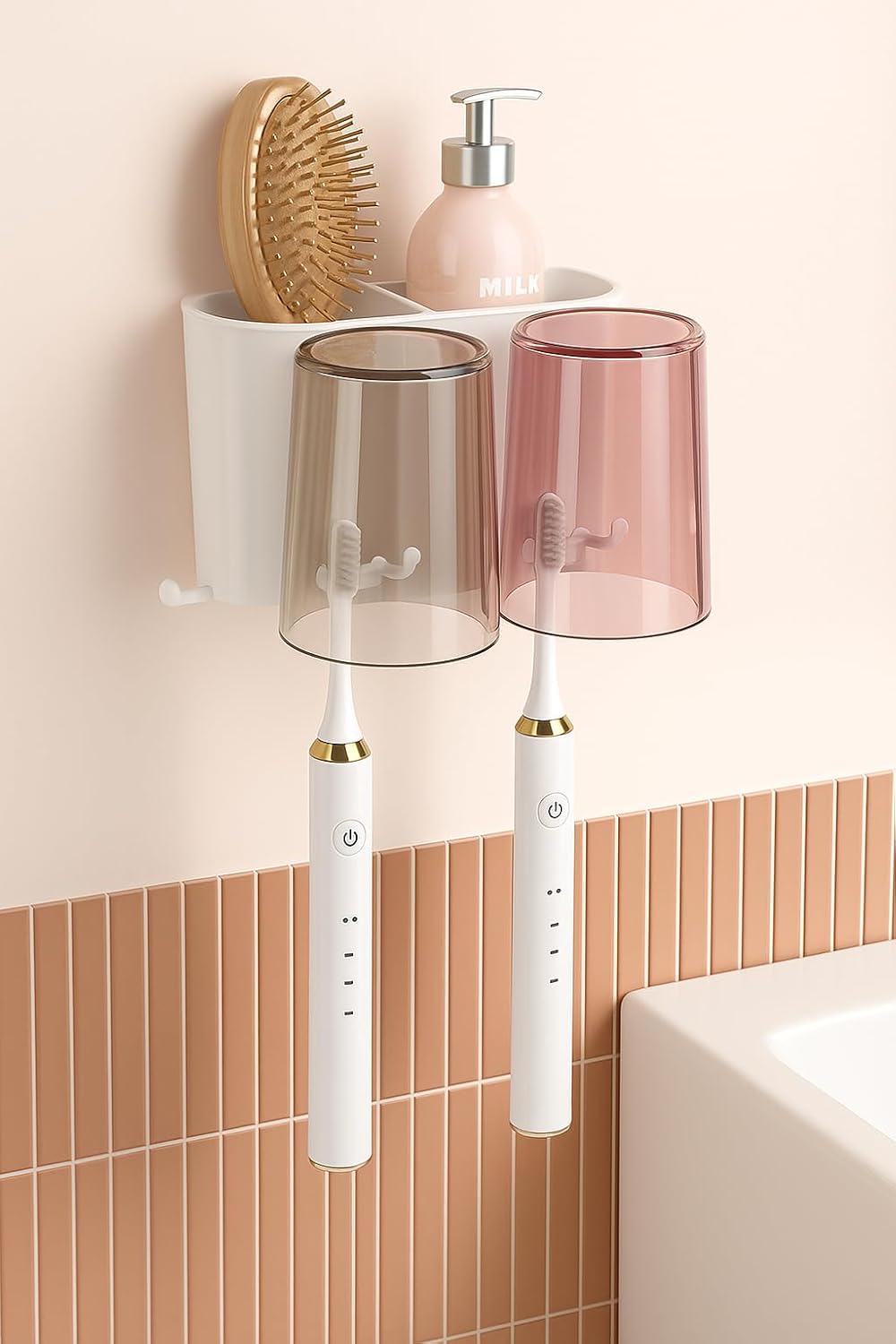 Toothbrush Holder with Mouthwash Cups