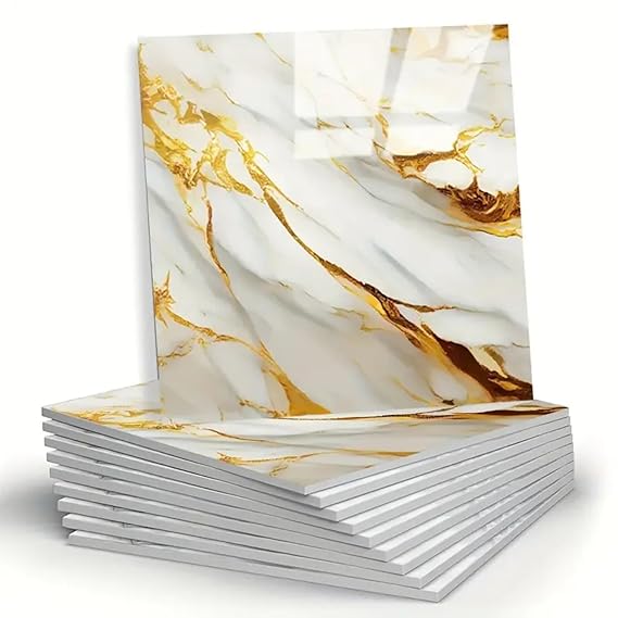 PE Foam Wallpaper Marble WallPanels Sheet White Gold - Image 2
