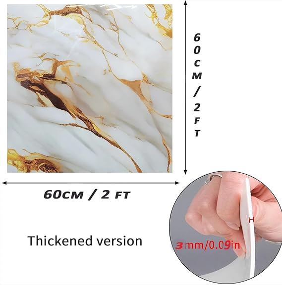 PE Foam Wallpaper Marble WallPanels Sheet White Gold - Image 9