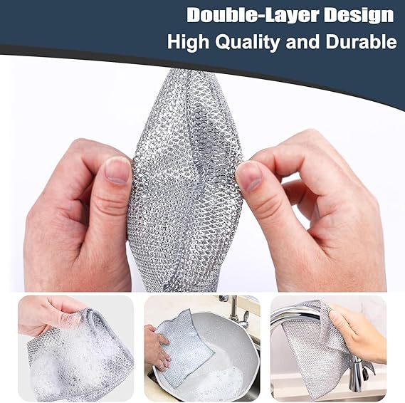 Double Layer Wire Dishwashing Cloth - Image 6