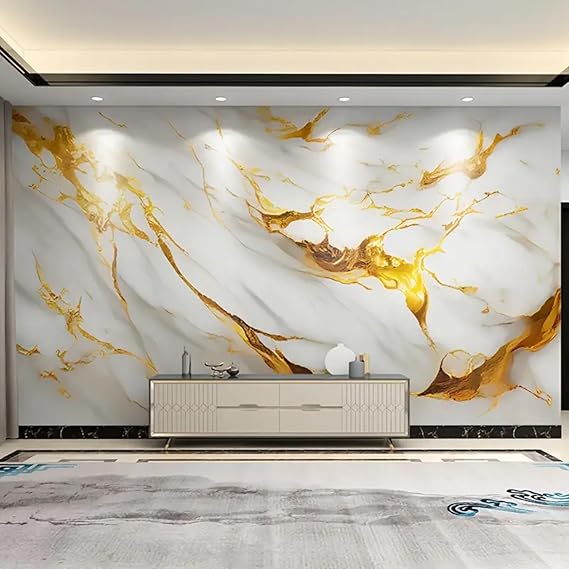 PE Foam Wallpaper Marble WallPanels Sheet White Gold - Image 5